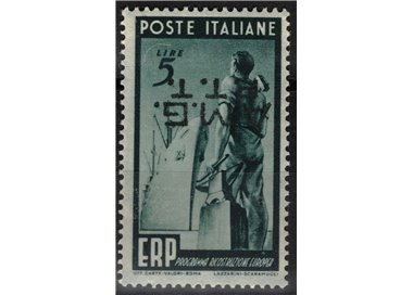 TRIESTE A 1949 ERP £5 dark green (reverse overprint) MNH** ©