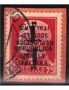 ITALY RSI 1944 Variety 75c Imperial (double inverted overprint) us