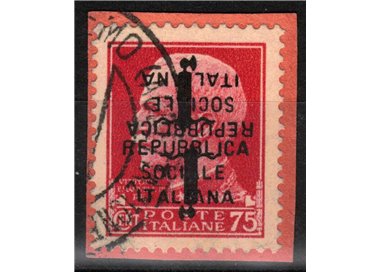 ITALY RSI 1944 Variety 75c Imperial (double inverted overprint) us
