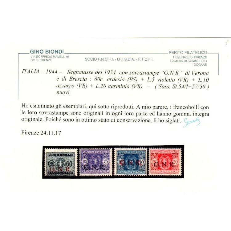 ITALIA RSI 1943 Segnatasse GNR (mista) 13v MNH** ©