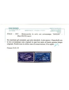 ITALIA 1951 Abbazia di Montecassino (Saggio) MNH** ©