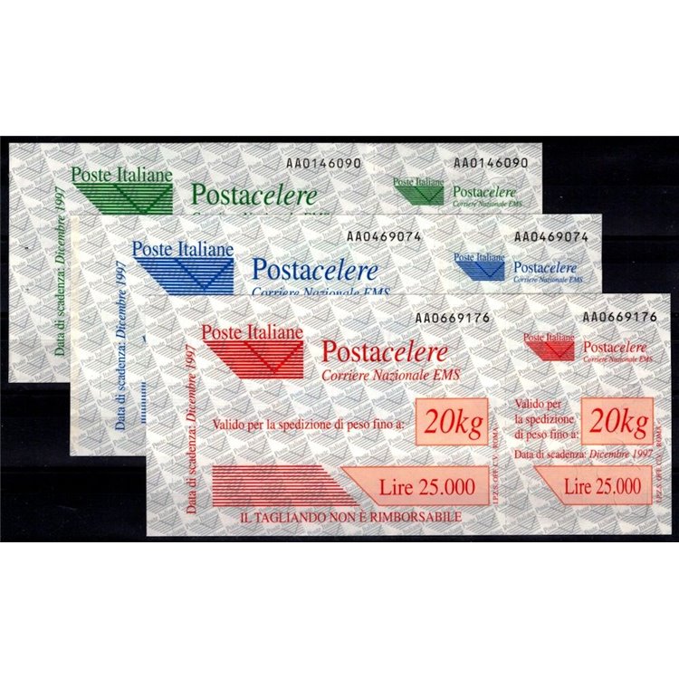 ITALIA 1997 Postacelere 3v MNH**