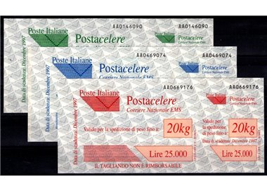 ITALIA 1997 Postacelere 3v MNH**