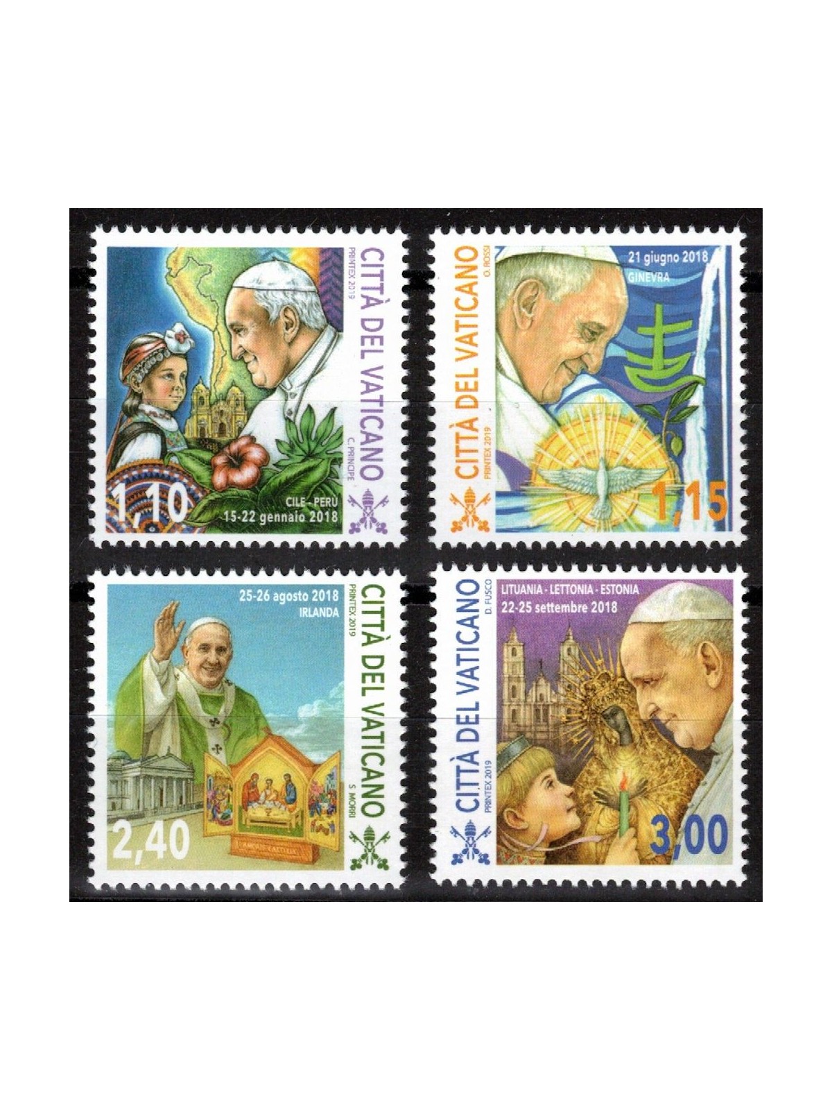 VATICANO 2019 Viaggi del Papa 4v MNH**