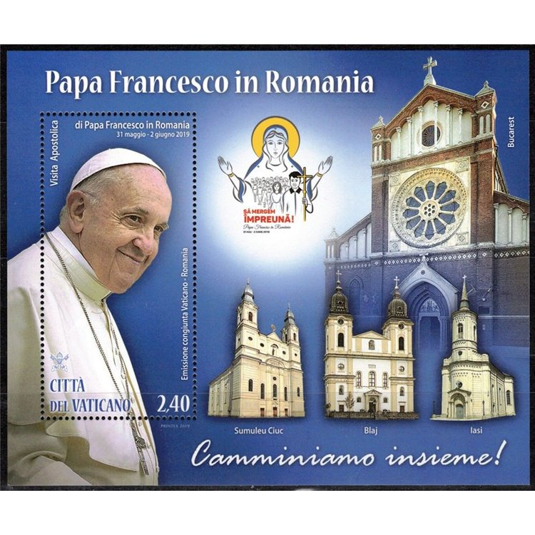 VATICANO 2019 Papa Francesco in Romania BF MNH**