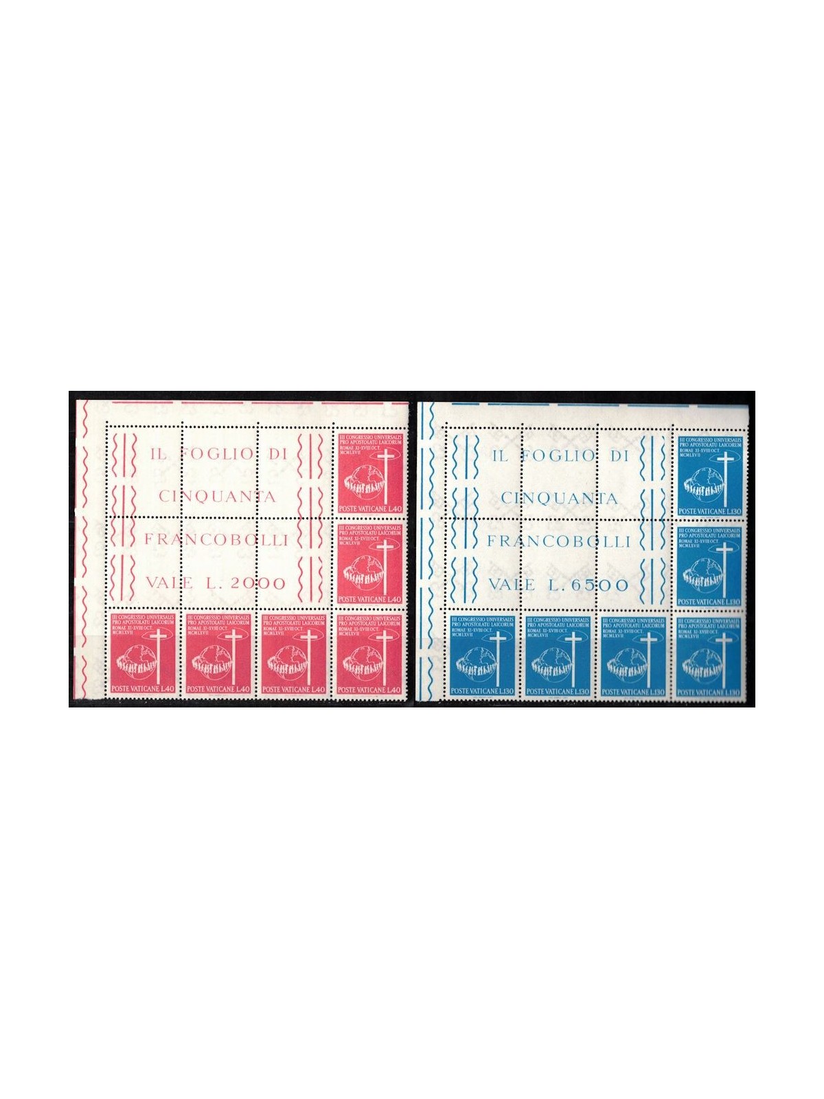 VATICAN 1967 Apostolate of the Laity (corner blocks of 6) MNH**