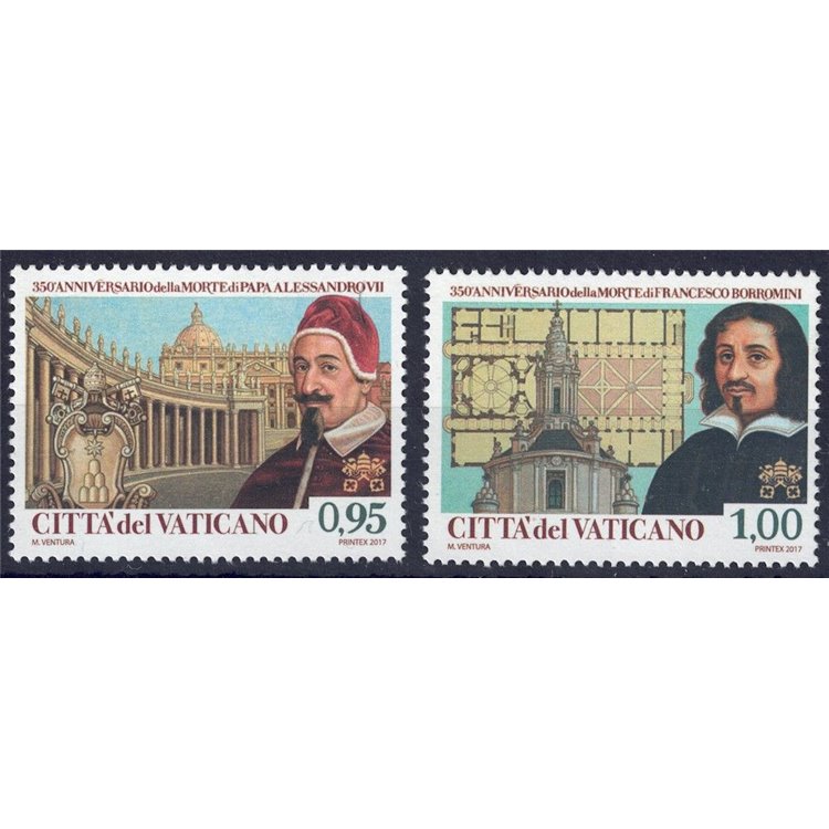 VATICAN 2017 Pope Alexander VII and Francesco Borromini 2v MNH**