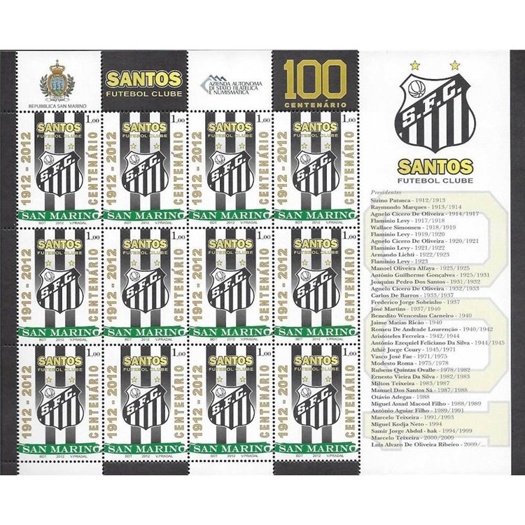 SAN MARINO 2012 Santos Football Club MF MNH**