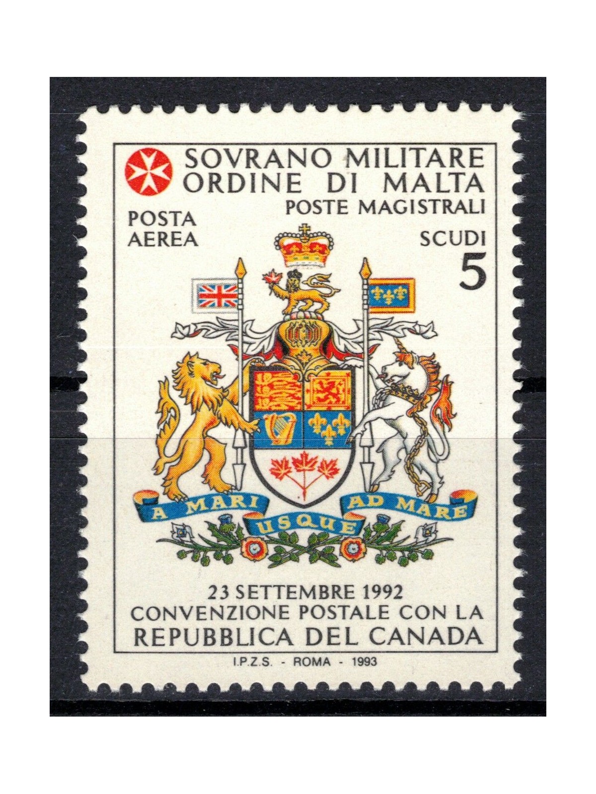 SMOM 1993 Postal Convention Republic of Canada MNH**