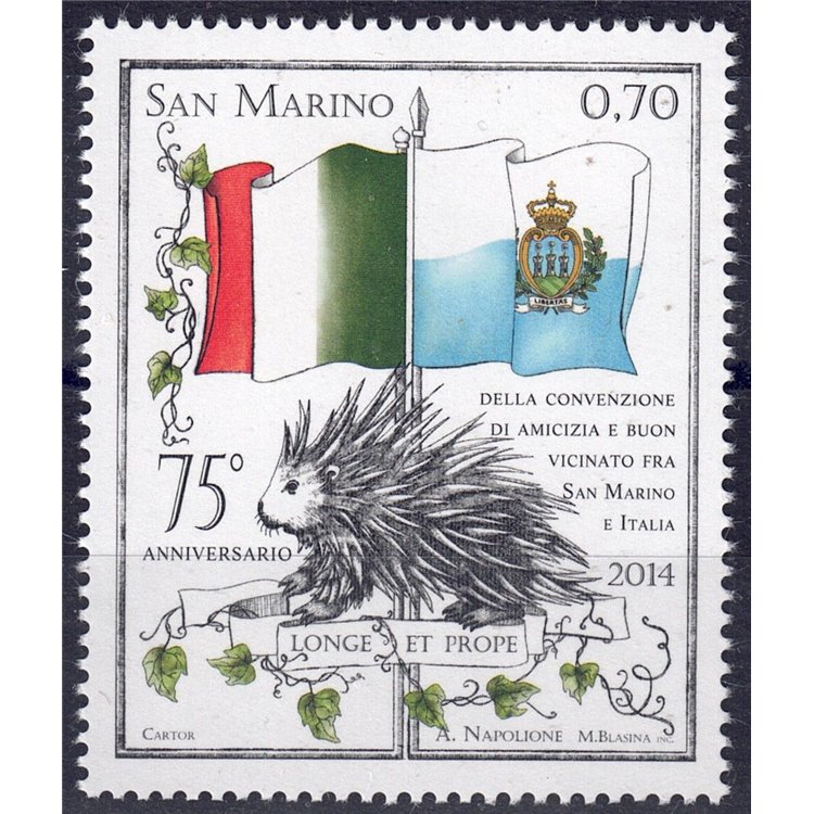 SAN MARINO 2014 Agreement with Italy MNH**