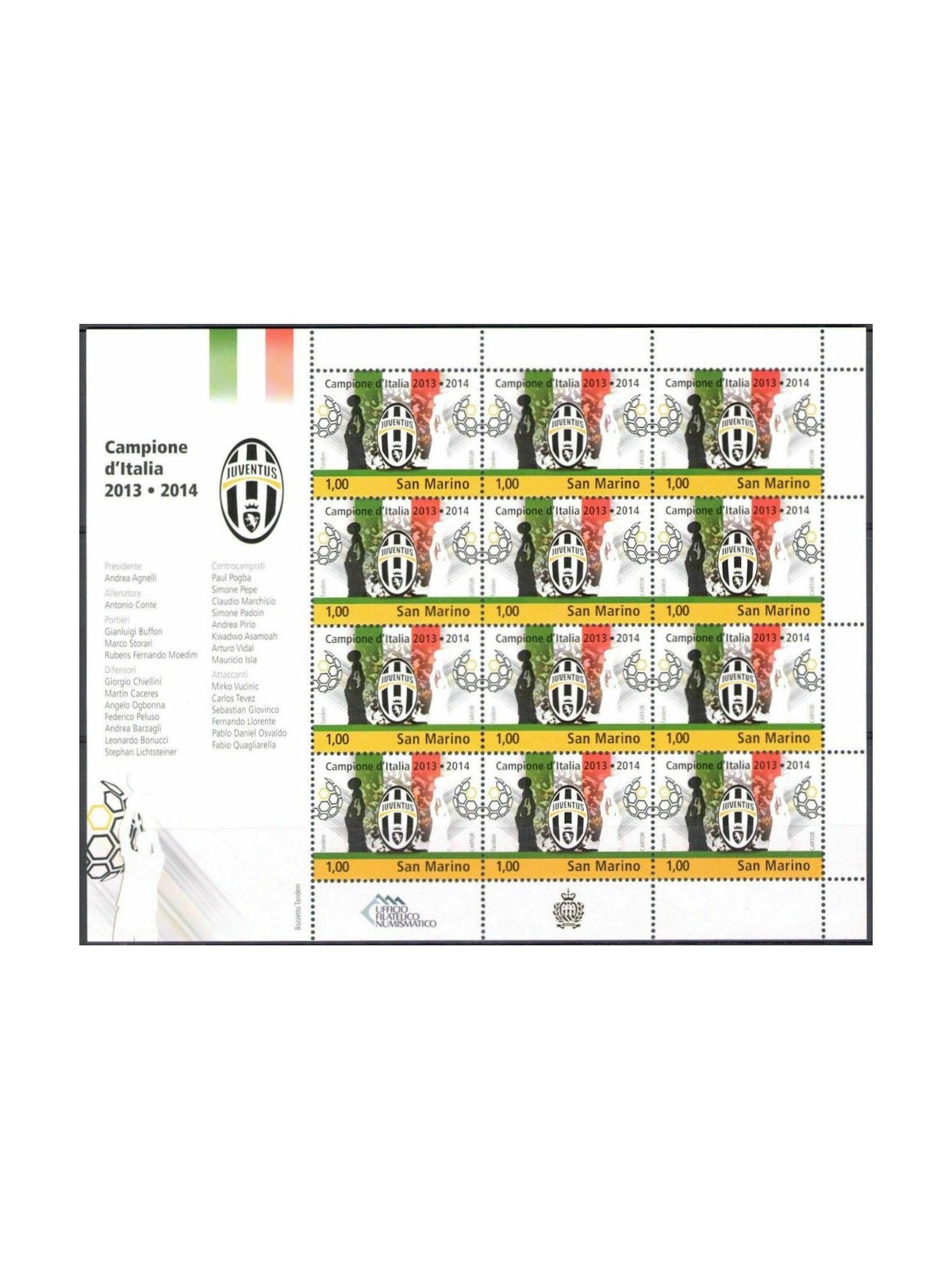 SAN MARINO 2014 Juventus Italian Champion m/s MNH**