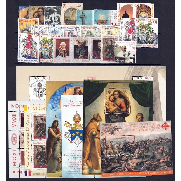 VATICAN 2012 Complete Year 23v + 7 s/s MNH**