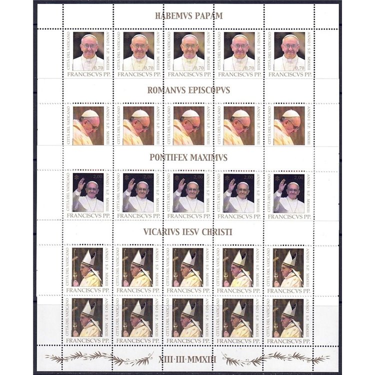 VATICAN 2013 Beginning of the Pontificate of Pope Francis 4 m/s MNH**