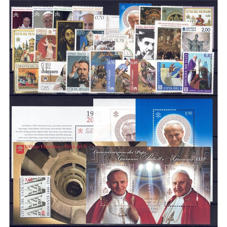 VATICAN 2014 Complete Year 26v + 5 s/s MNH**