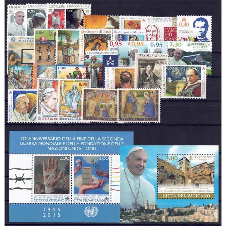 VATICANO 2015 Annata Completa 29v + 2 BF MNH**