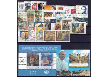 VATICANO 2015 Annata Completa 29v + 2 BF MNH**