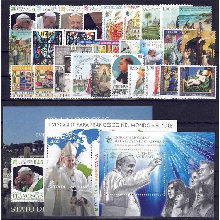 VATICAN 2016 Complete Year 28v + 3 s/s MNH**