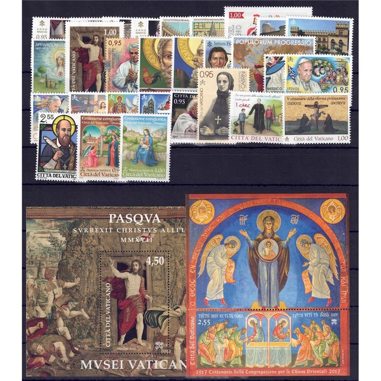 VATICANO 2017 Annata Completa 29v + 2 BF MNH**