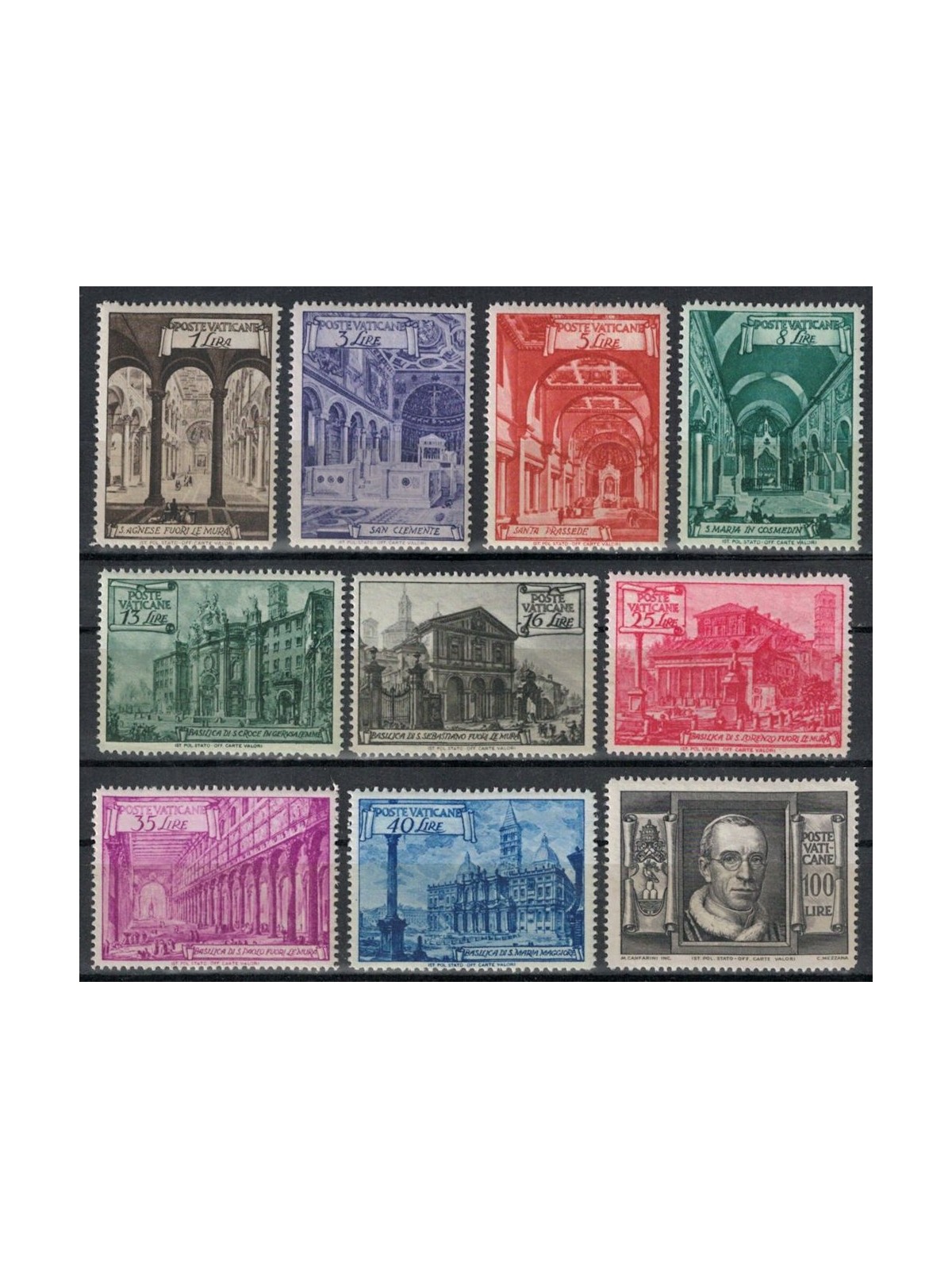 VATICANO 1949 Basiliche Romane 10v MH*