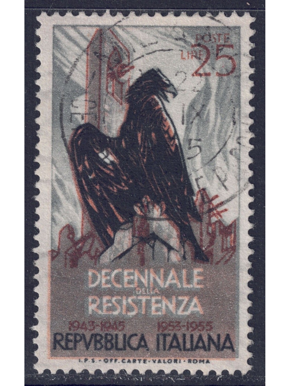 ITALIA 1954 Anniversario Resistenza (2ª tiratura) us