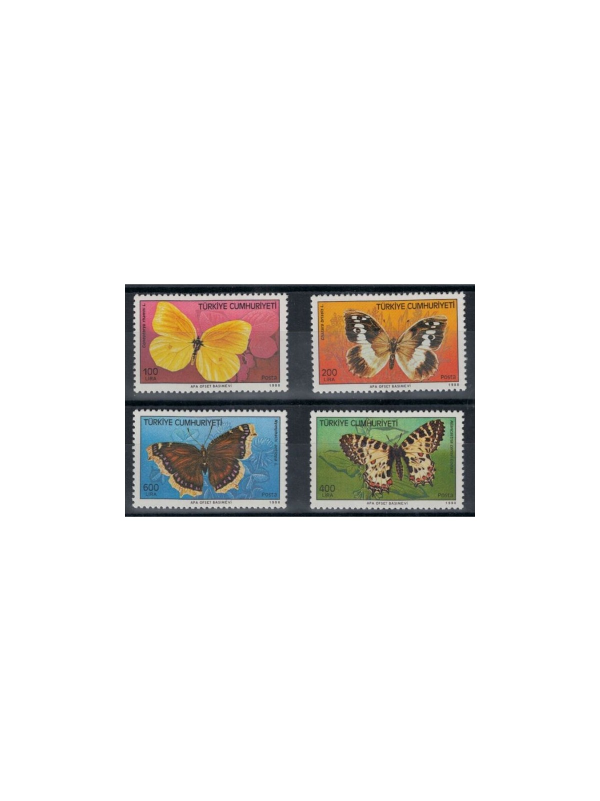 TURKEY 1988 Butterflies 4v MNH**