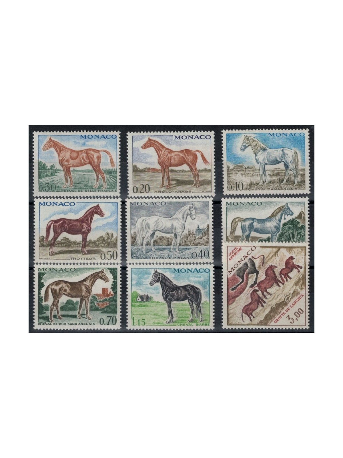 MONACO 1970 Cavalli di razza 9v MNH**