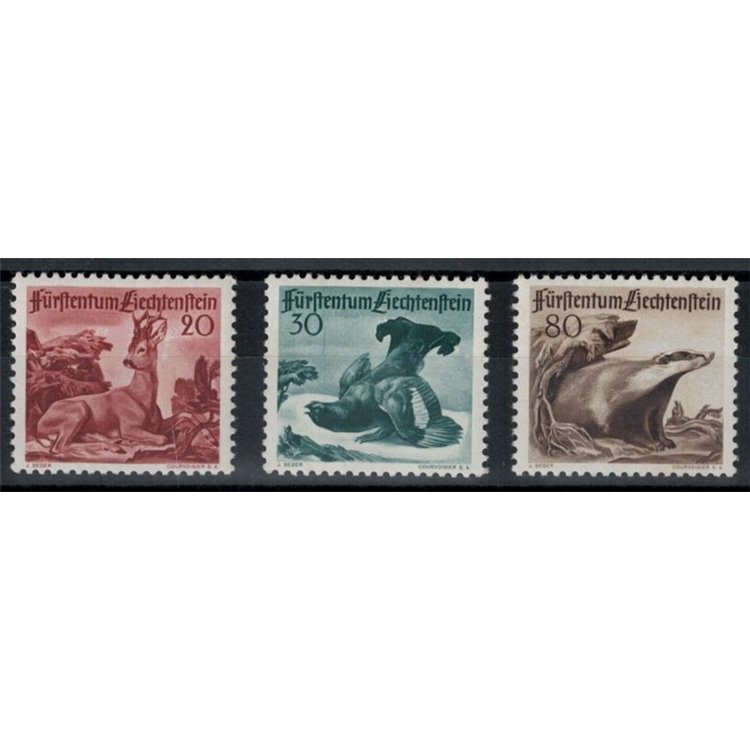 LIECHTENSTEIN 1950 Fauna, 3rd series 3v MNH**