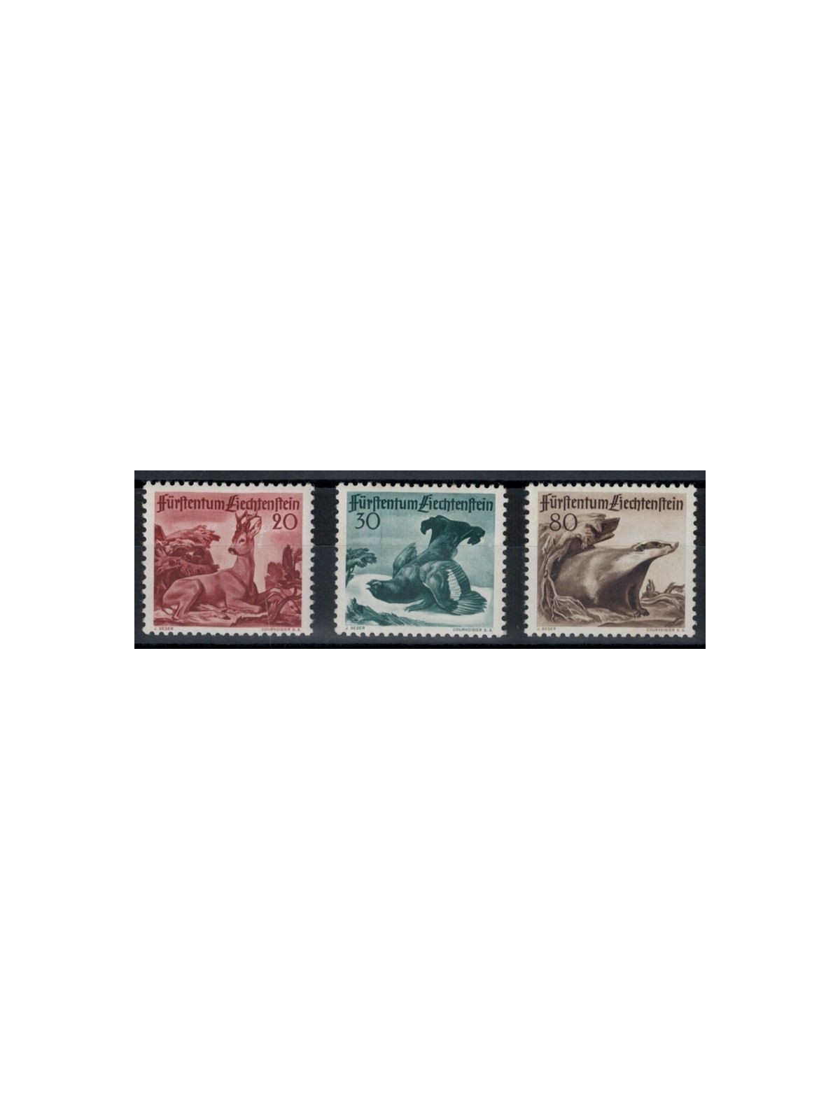 LIECHTENSTEIN 1950 Fauna, 3rd series 3v MNH**