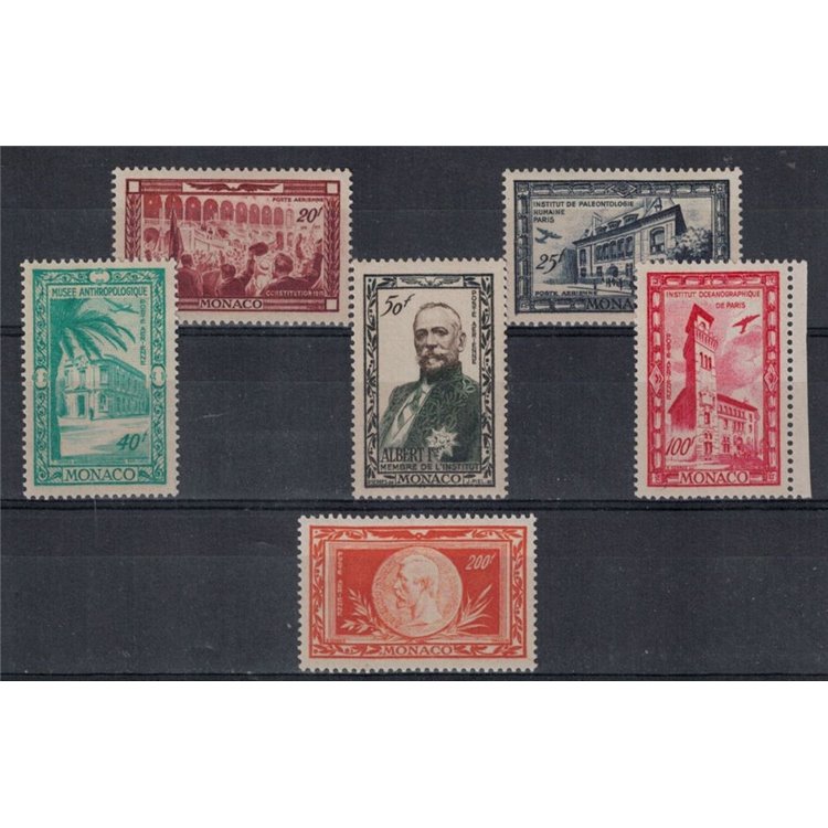 MONACO 1949 Prince Albert Centenary, airmail 6v MNH**