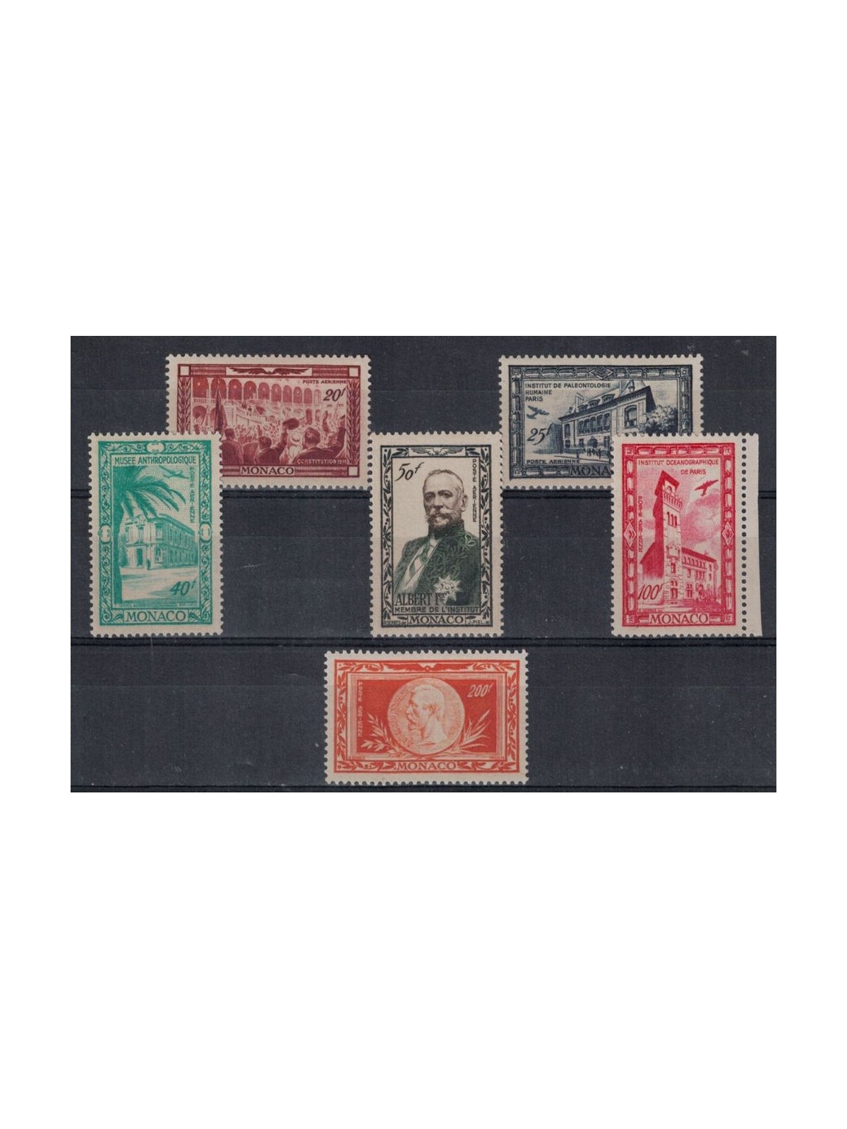MONACO 1949 Centenario Principe Alberto, posta aerea 6v MNH**