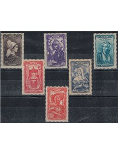 FRANCE 1943 National Relief, Regional Costumes 6v MNH**