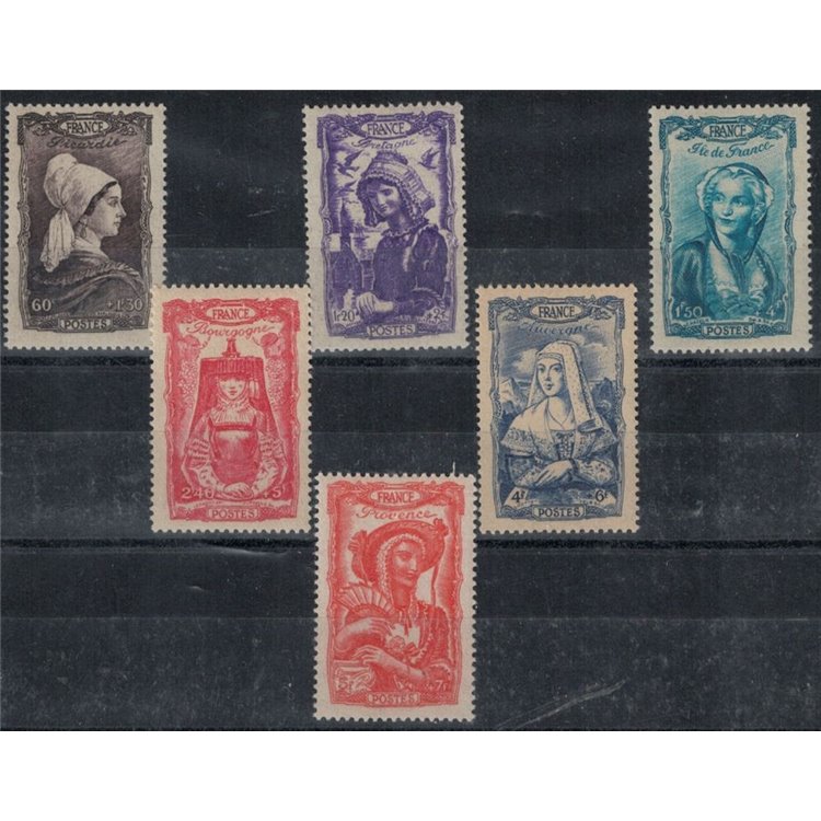 FRANCE 1943 National Relief, Regional Costumes 6v MNH**