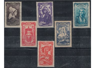 FRANCE 1943 National Relief, Regional Costumes 6v MNH**
