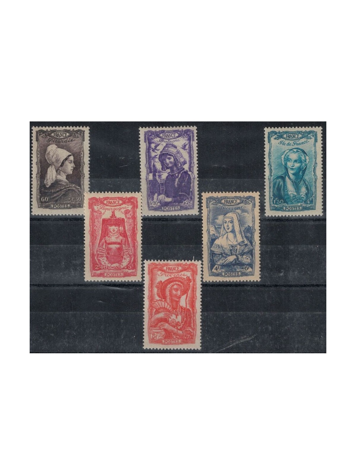 FRANCE 1943 National Relief, Regional Costumes 6v MNH**