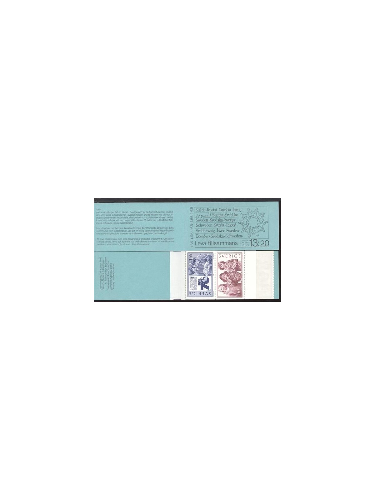 SWEDEN 1982 Living together 8v in booklet