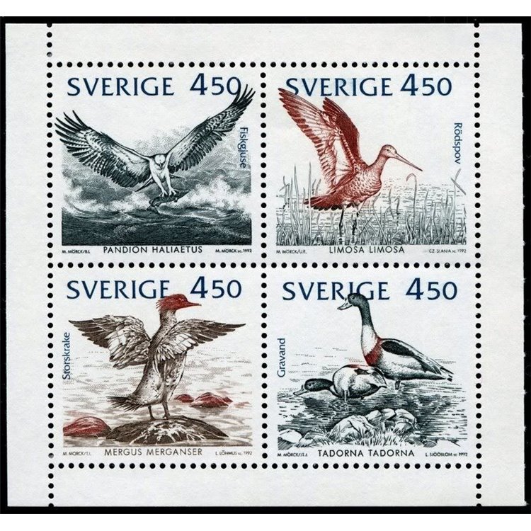 SWEDEN 1994 Birds - WWF, birds 8v in booklet