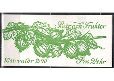 SWEDEN 1993 Fruits 5x2v in booklet
