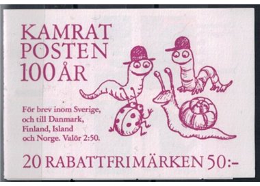 SWEDEN 1992 Centenary of Kamratposten magazine - Animals 5x4v in booklet