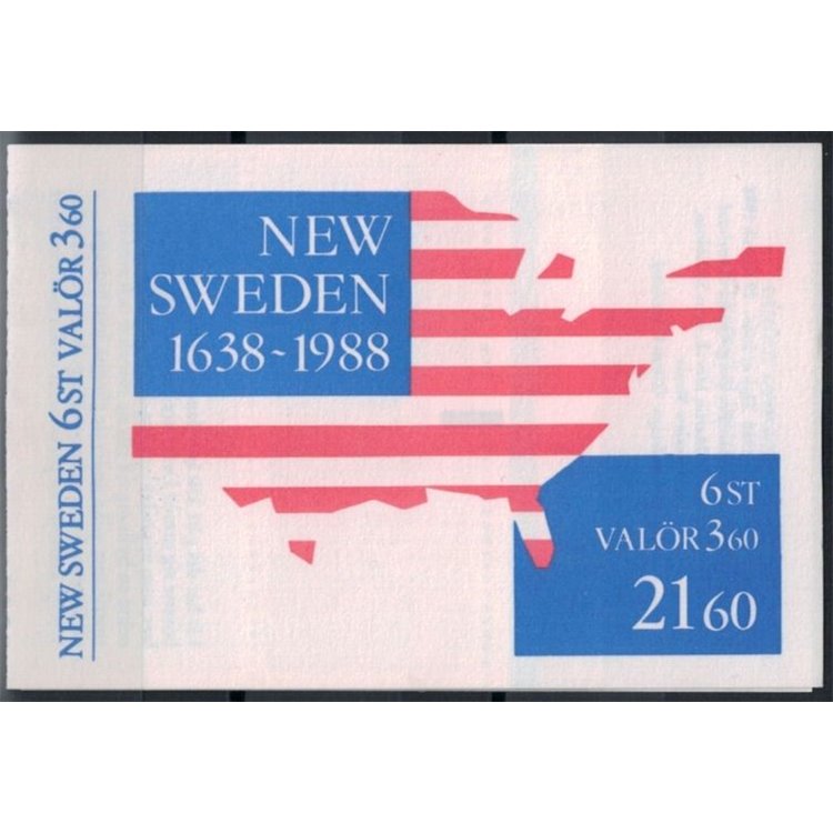 SWEDEN 1988 Anniversary of the founding of New Sweden - New Sweden 6v in booklet