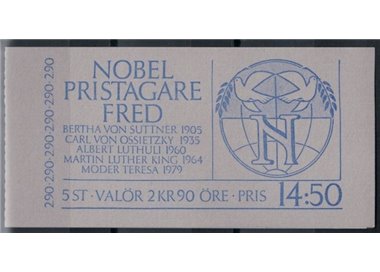 SWEDEN 1986 Nobel Peace Prize winners 5v in booklet