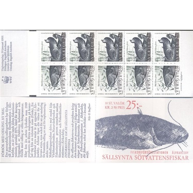 SWEDEN 1991 Freshwater fish booklet MNH**