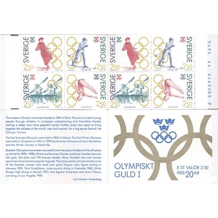 SVEZIA 1991 Medaglia d'oro alle olimpiadi  - Olympic winners 2x4v in libretto