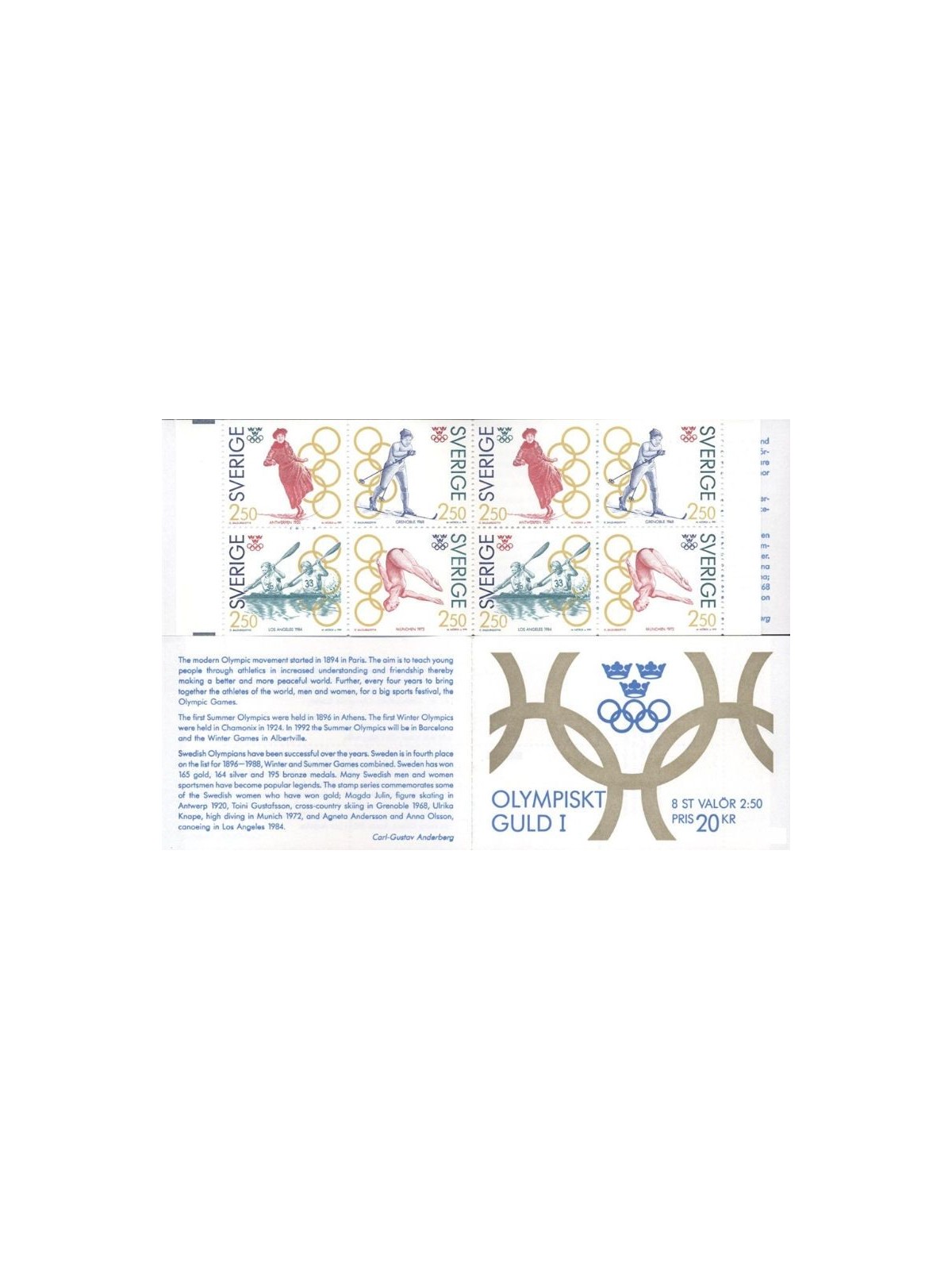 SWEDEN 1991 Olympic gold medalists - Olympic winners 2x4v in booklet