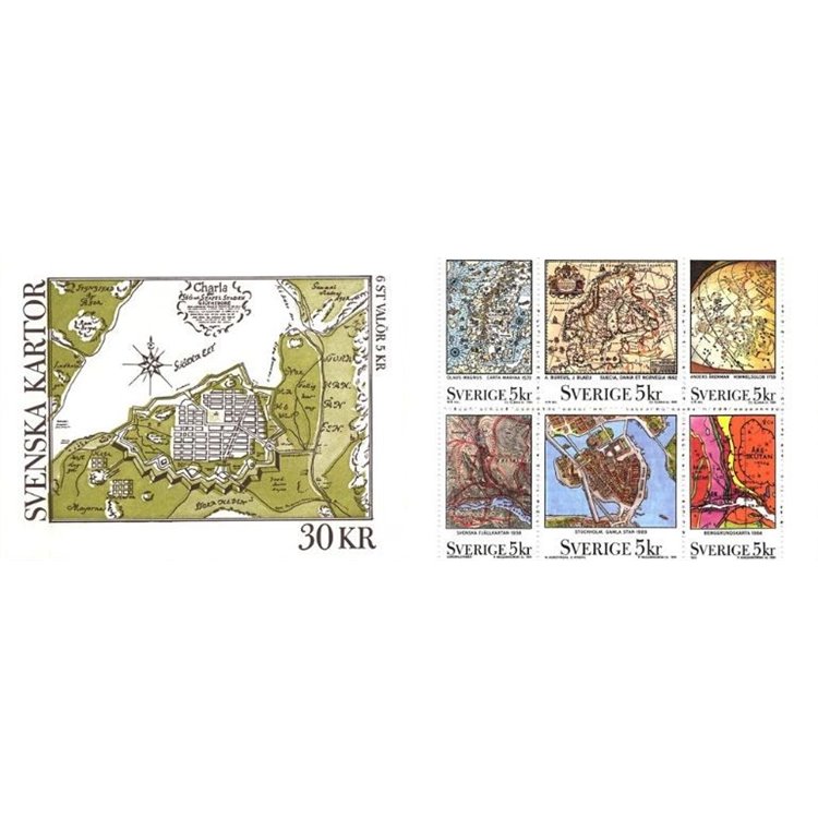 SWEDEN 1991 Cartography of Sweden - Maps 6v in booklet