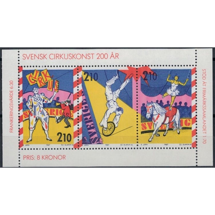 SWEDEN 1987 Circus 3v from booklet