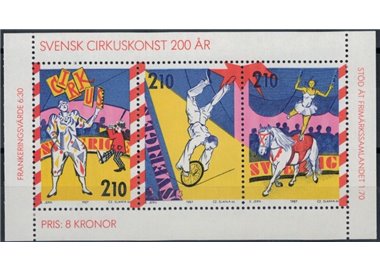 SVEZIA 1987 Circo - Circus 3v da libretto