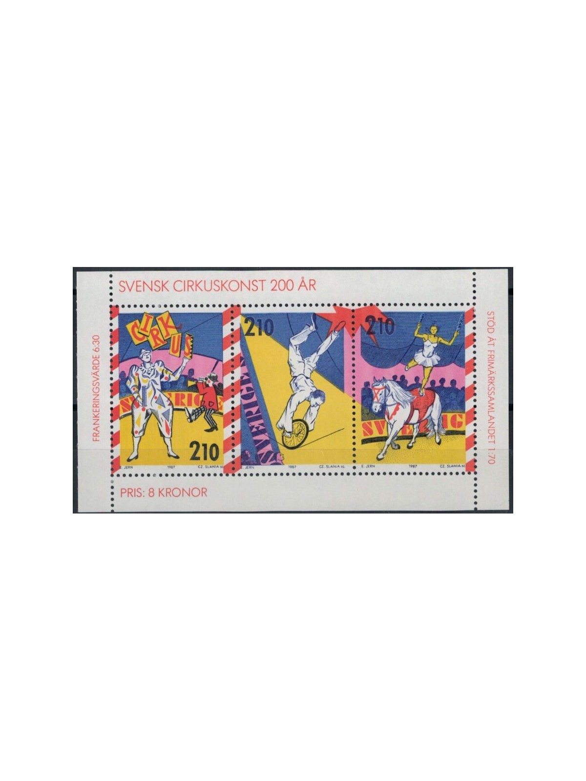 SVEZIA 1987 Circo - Circus 3v da libretto