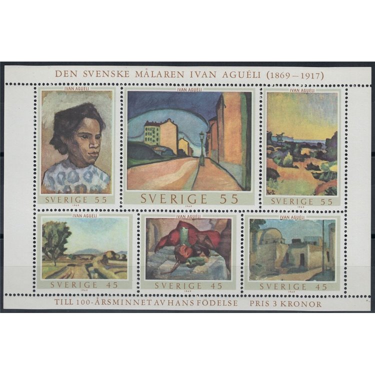 SVEZIA 1969 Centenario Ivan Agueli BF MNH**