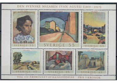 SVEZIA 1969 Centenario Ivan Agueli BF MNH**