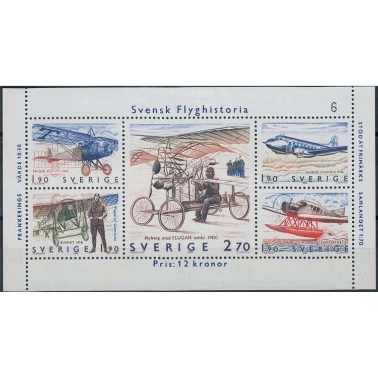 SWEDEN 1984 Aviation history s/s